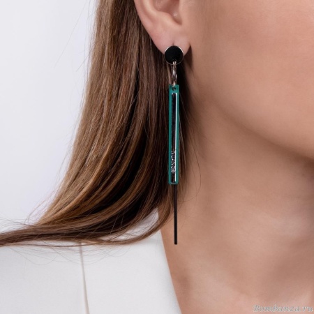 Серьги Nuance, со стержнями, NFN-24.04-050 зеленый