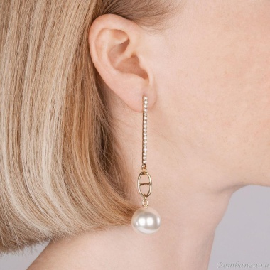 Серьги Moon Paris, Bohemia, асимметричные, с кристаллами и жемчугом, MB-21.07-004 золотистый Серьги Moon Paris, Bohemia, асимметричные, с кристаллами и жемчугом, MB-21.07-004 золотистый