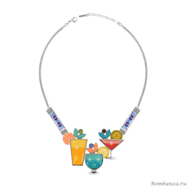 Колье TARATATA, Cocktail, с цветной смолой и  бусинами, TT-E24-05108-10M серебристый