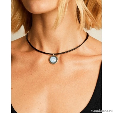 Колье VIDDA, Sweet, кожаное, с кристаллом Swarovski, VD24.1-01868 синий