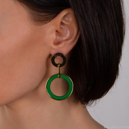 Серьги Nuance, Nuance, асимметричные, с кольцами, NFN-23.12-084 зеленый