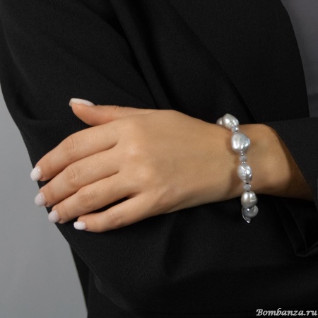 Браслет Lanzerotti, Gelido, с жемчугом, гематитом и кристаллом, LZ-25.02-005 серый