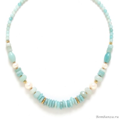 Колье Nature Bijoux, Honolulu, с амазонитом и жемчугом, NB24.1-15-43081 голубой