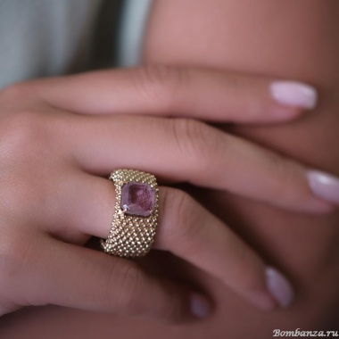 Кольцо Estrosia, с турмалиновым кристаллом, ES-ANEQ13-3A розовый, 17,5