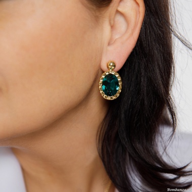 Серьги Qudo, TIVOLA UNICA big (G/P) Emerald 2,65cm, 332049 Серьги Qudo, TIVOLA UNICA big (G/P) Emerald 2,65cm, 332049