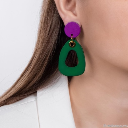 Серьги Nuance, асимметричные, с подвеской, NFN-24.04-057 зеленый