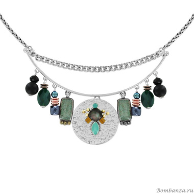 Колье TARATATA, Celeste, смола,слюдяная пудра,бусины,стразы, TT-W23-09116-104 зеленый