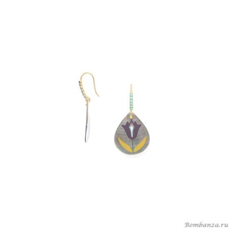Серьги Franck Herval, Celinda, перламутр, Swarovski, цветная эмаль, FH25.2-12-69735 серый