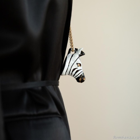 Колье Polina Firenze, зебра с кристаллами и эмалью, PF25.2-PE4283 белый