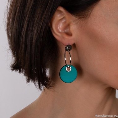 Серьги Nuance, асимметричные, с акриловыми дисками, NFN-23.12-062 зеленый