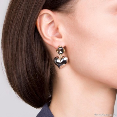 Серьги Moon Paris, Valentine, в форме сердца, с кристаллом, MVL-21.11-006 серебристый