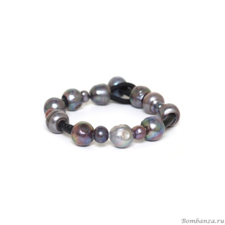 Браслет Nature Bijoux, Blue pearl, с жемчугом и кожей, NB24.2-13-43581 серый