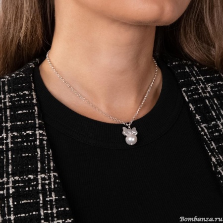 Колье Lanzerotti, Splendore, с бантом, жемчугом и кристаллом, LZ-24.08-320 серебристый