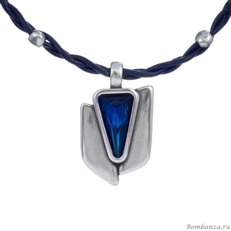 Колье Tra-la-ra, Odisea, кожаное, с кристаллом, TLR24-237P207 синий