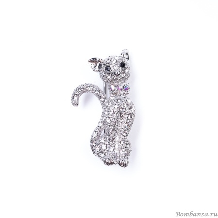 Брошь Moon Paris, Nord, кошка, с кристаллами, MoS-22.03-016 серебристый