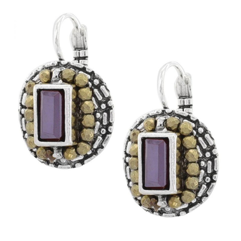 Серьги TARATATA, Ce Soir, серебристые, с бусинами и красными кристаллами, TT-H19-19726-103