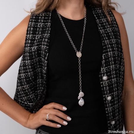 Колье Lanzerotti, Splendore, с жемчугом и кристаллами, LZ-24.08-324 серебристый