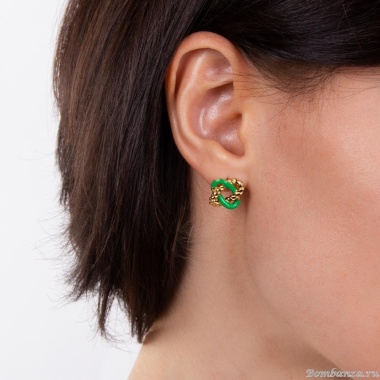 Серьги Moon Paris, с цветной эмалью, Mo-22.10-086 зеленый Серьги Moon Paris, с цветной эмалью, Mo-22.10-086 зеленый