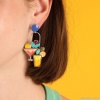 Серьги TARATATA, Cocktail, асимметричные,с цветной смолой,бусинами, TT-E24-05946-10M серебристый Серьги TARATATA, Cocktail, асимметричные,с цветной смолой,бусинами, TT-E24-05946-10M серебристый
