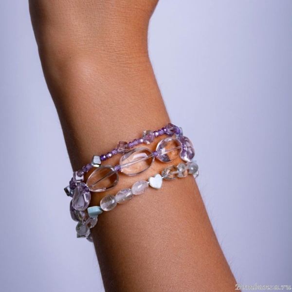 Браслет Lanzerotti, Ispirazione, аметист, флюорит, кварц, перламутр, LZ-24.10-401 сиреневый