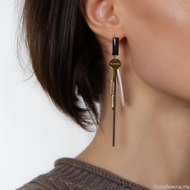 Серьги Nuance, с кристаллом и подвесками, NFN-24.01-010 золотистый