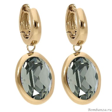 Серьги Qudo, Creole TIVOLA small G black diamond, 310531 BW/G Серьги Qudo, Creole TIVOLA small G black diamond, 310531 BW/G