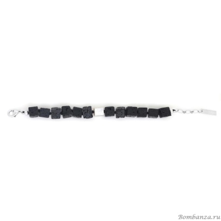 Браслет Nature Bijoux, Volcan, перламутр, вулканическая лава, NB25.2-13-44292 черный