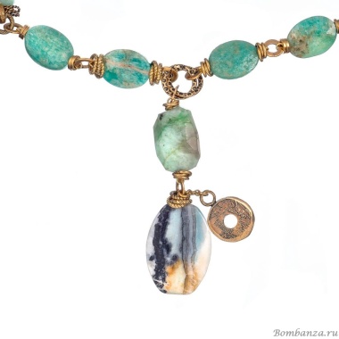 Колье Alcozer&J, с амазонитом, AL-C58BS22-R зеленый