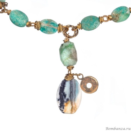 Колье Alcozer&J, с амазонитом, AL-C58BS22-R зеленый