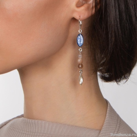 Серьги Lanzerotti, Alba, лунный камень, кианит и перламутр, LZ-24.02-028 бежевый