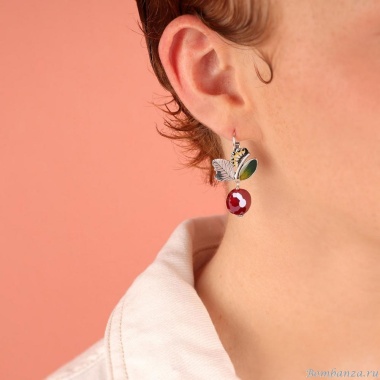 Серьги TARATATA, Cocoon, с цветной смолой и стеклянными бусинами, TT-E25-03728-103 красный Серьги TARATATA, Cocoon, с цветной смолой и стеклянными бусинами, TT-E25-03728-103 красный