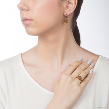 Серьги Qudo, Firenze smoked topaz 300146 BR/RG Серьги Qudo, Firenze smoked topaz 300146 BR/RG