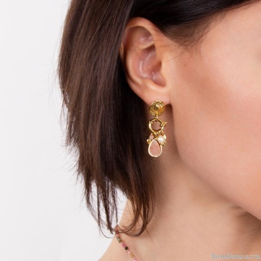 Серьги Moon Paris, с жемчугом и агатом, Mo-22.10-117 золотистый Серьги Moon Paris, с жемчугом и агатом, Mo-22.10-117 золотистый