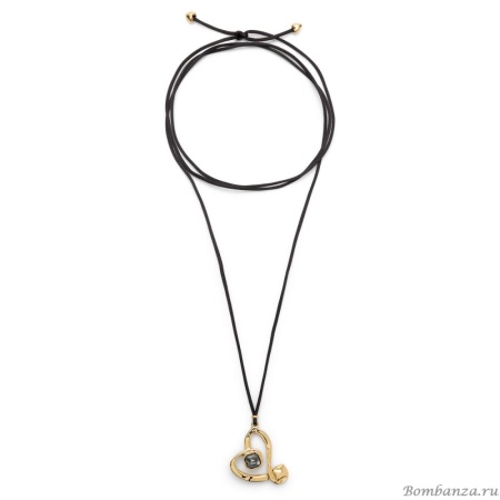 Ожерелье UNOde50 Ser Expresiva с черным кристаллом, с золотом на текстильном шнурке COL2012NGRORO0U
