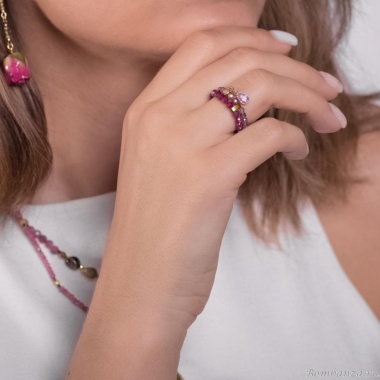 Кольцо Lanzerotti, Alhambra, стрейч, с цирконом, фианитом, турмалином, LZ-25.04-122 розовый Кольцо Lanzerotti, Alhambra, стрейч, с цирконом, фианитом, турмалином, LZ-25.04-122 розовый