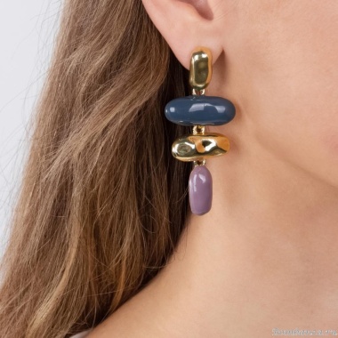 Серьги Moon Paris, с цветной эмалью, Mo-Y24.06-063 золотистый