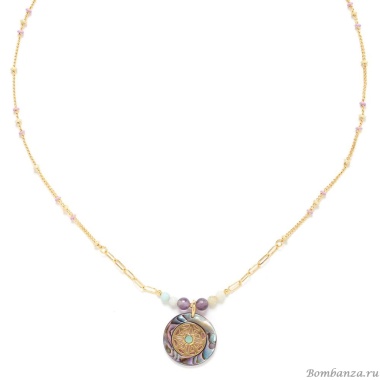 Колье Franck Herval, June, амазонит, аметист,кристалл Swarovski, FH22.2-15-63570 золотистый