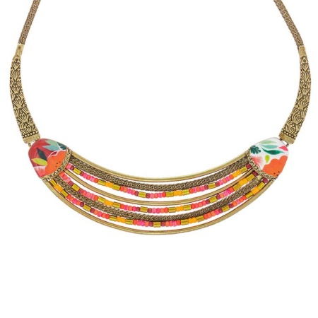 Колье Taratata, Sombrero, бронзовое, с цветной смолой и стеклянными бусинами, TT-E20-18140-30M  Колье Taratata, Sombrero, бронзовое, с цветной смолой и стеклянными бусинами, TT-E20-18140-30M