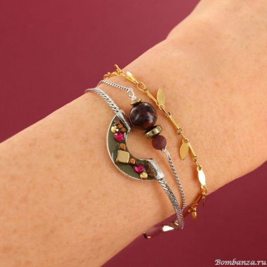 Браслет TARATATA, Sirocco, со смолой, бусинами, стразами и агатом, TT-W24-07313-10M серебристый