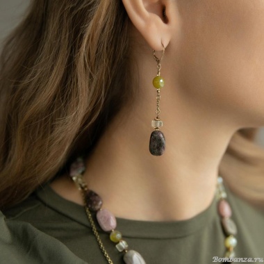 Серьги Lanzerotti, Elisir, с турмалином,агатом,цитрином и гематитом, LZ-25.10-280 серый