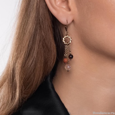 Серьги Lanzerotti, Caramello, кварц, раухтопаз и авантюрин, LZ-24.11-512 коричневый Серьги Lanzerotti, Caramello, кварц, раухтопаз и авантюрин, LZ-24.11-512 коричневый