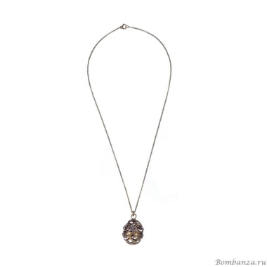 Колье Alcozer&J, кахолонг, жемчуг, гранат, Swarovski, AL-C78DN22 золотистый
