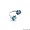 Кольцо Ciclon, Duo, незамкнутое, с кристаллами Swarovski, CN-EMO504 (б/р, голубой)