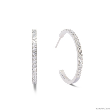 Серьги Coeur de Lion, Hoop Crystal-Silver 30мм, 0147/23-1817 Серьги Coeur de Lion, Hoop Crystal-Silver 30мм, 0147/23-1817