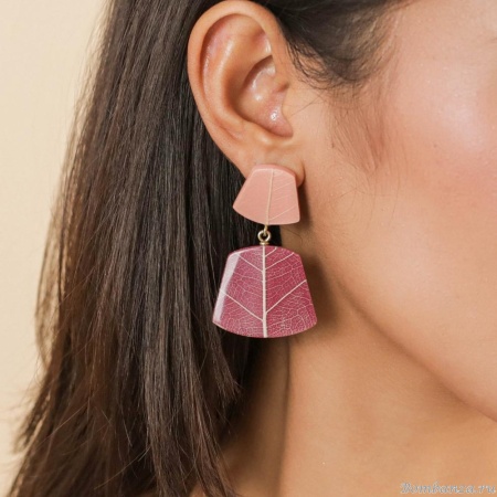 Клипсы Nature Bijoux, Rainbow ficus, с акрилом и смолой, NB25.1-11-90133 бордовый