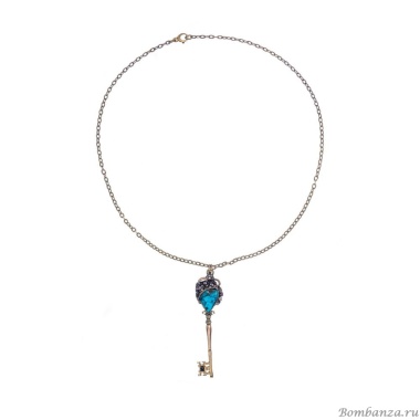 Колье Alcozer&J, ключ, бирюза, гранат, сапфир, Swarovski, AL2502-C128JW24 голубой