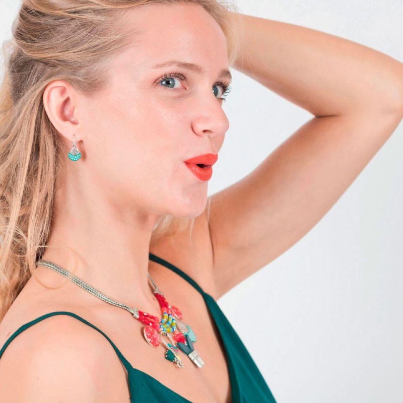 Серьги Taratata, Bisou, серебристые с зеленой эмалью, TT-E19-14711-104 Серьги Taratata, Bisou, серебристые с зеленой эмалью, TT-E19-14711-104