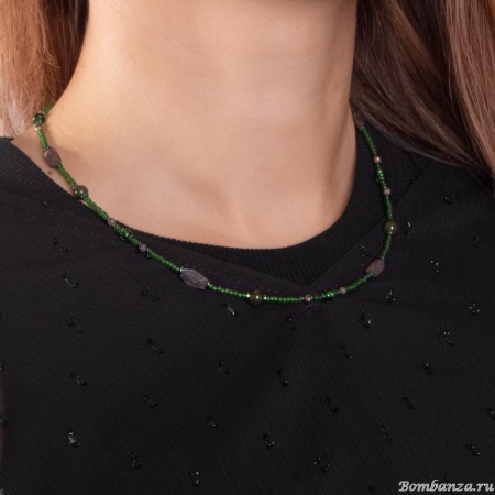 Колье Lanzerotti, Verde, жад, лабрадорит, пирит, гематит, LZ-24.12-565 зеленый