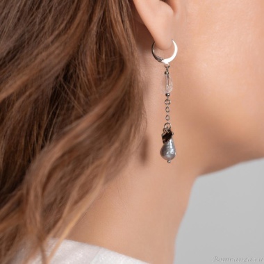 Серьги Lanzerotti, Gelido, с жемчугом и кристаллом, LZ-25.02-026 серый