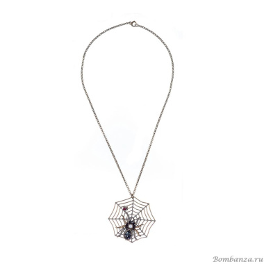 Колье Alcozer&J, паук на паутине, кристалл, жемчуг,гранат, AL-C4219C золотистый